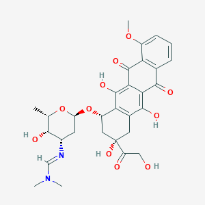 molecular formula C30H34N2O11 B052088 N'-[(2S,3S,4S,6R)-3-hydroxy-2-methyl-6-[[(1S,3S)-3,5,12-trihydroxy-3-(2-hydroxyacetyl)-10-methoxy-6,11-dioxo-2,4-dihydro-1H-tetracen-1-yl]oxy]oxan-4-yl]-N,N-dimethylmethanimidamide CAS No. 119864-31-2