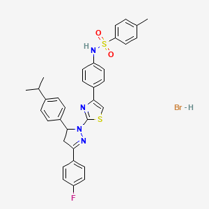 molecular formula C34H32BrFN4O2S2 B5209404 N-[4-[2-[5-(4-fluorophenyl)-3-(4-propan-2-ylphenyl)-3,4-dihydropyrazol-2-yl]-1,3-thiazol-4-yl]phenyl]-4-methylbenzenesulfonamide;hydrobromide 