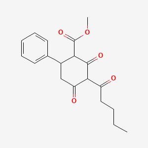 molecular formula C19H22O5 B5209890 methyl 2,4-dioxo-3-pentanoyl-6-phenylcyclohexanecarboxylate 