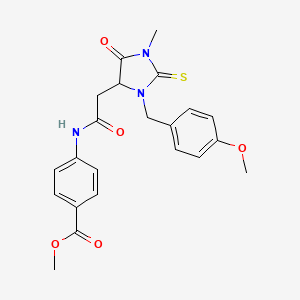 molecular formula C22H23N3O5S B5210209 METHYL 4-(2-{3-[(4-METHOXYPHENYL)METHYL]-1-METHYL-5-OXO-2-SULFANYLIDENEIMIDAZOLIDIN-4-YL}ACETAMIDO)BENZOATE 