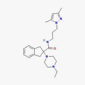 molecular formula C24H35N5O B5210612 N-[3-(3,5-dimethyl-1H-pyrazol-1-yl)propyl]-2-(4-ethyl-1-piperazinyl)-2-indanecarboxamide 