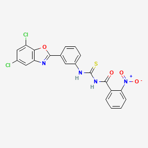 molecular formula C21H12Cl2N4O4S B5210717 N-{[3-(5,7-dichloro-1,3-benzoxazol-2-yl)phenyl]carbamothioyl}-2-nitrobenzamide 