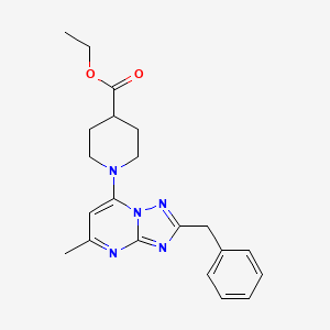 molecular formula C21H25N5O2 B5210859 Ethyl 1-{2-benzyl-5-methyl-[1,2,4]triazolo[1,5-A]pyrimidin-7-YL}piperidine-4-carboxylate 