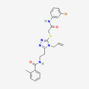 molecular formula C23H24BrN5O2S B5211172 N-[2-[5-[2-(3-bromoanilino)-2-oxoethyl]sulfanyl-4-prop-2-enyl-1,2,4-triazol-3-yl]ethyl]-2-methylbenzamide 