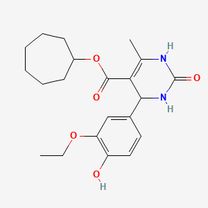 molecular formula C21H28N2O5 B5211301 Cycloheptyl 4-(3-ethoxy-4-hydroxyphenyl)-6-methyl-2-oxo-1,2,3,4-tetrahydropyrimidine-5-carboxylate 