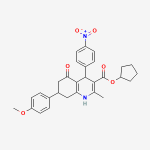 molecular formula C29H30N2O6 B5211374 Cyclopentyl 7-(4-methoxyphenyl)-2-methyl-4-(4-nitrophenyl)-5-oxo-1,4,5,6,7,8-hexahydroquinoline-3-carboxylate 
