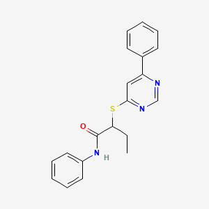 molecular formula C20H19N3OS B5211742 N-phenyl-2-(6-phenylpyrimidin-4-yl)sulfanylbutanamide 