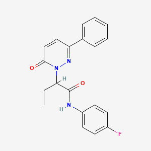molecular formula C20H18FN3O2 B5211897 N-(4-fluorophenyl)-2-(6-oxo-3-phenylpyridazin-1(6H)-yl)butanamide 
