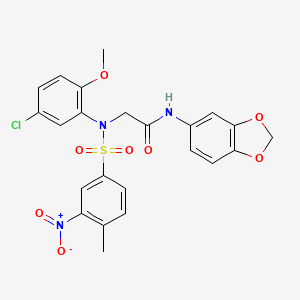 molecular formula C23H20ClN3O8S B5211905 N-(2H-1,3-BENZODIOXOL-5-YL)-2-[N-(5-CHLORO-2-METHOXYPHENYL)4-METHYL-3-NITROBENZENESULFONAMIDO]ACETAMIDE 