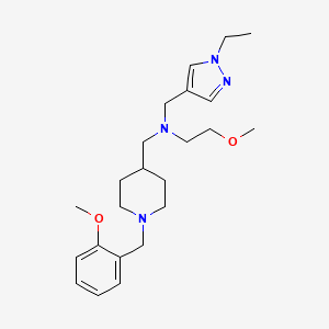 molecular formula C23H36N4O2 B5212050 N-[(1-ethylpyrazol-4-yl)methyl]-2-methoxy-N-[[1-[(2-methoxyphenyl)methyl]piperidin-4-yl]methyl]ethanamine 