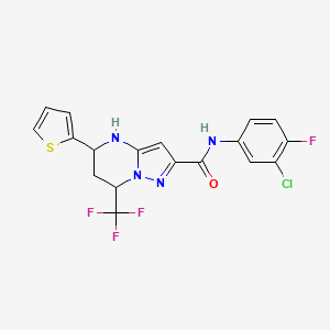 molecular formula C18H13ClF4N4OS B5212266 N-(3-chloro-4-fluorophenyl)-5-thiophen-2-yl-7-(trifluoromethyl)-4,5,6,7-tetrahydropyrazolo[1,5-a]pyrimidine-2-carboxamide 