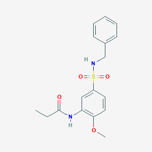 molecular formula C17H20N2O4S B5212311 N-[5-(benzylsulfamoyl)-2-methoxyphenyl]propanamide 