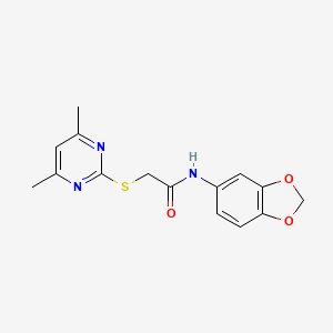 molecular formula C15H15N3O3S B5212349 N-(1,3-benzodioxol-5-yl)-2-[(4,6-dimethylpyrimidin-2-yl)sulfanyl]acetamide 