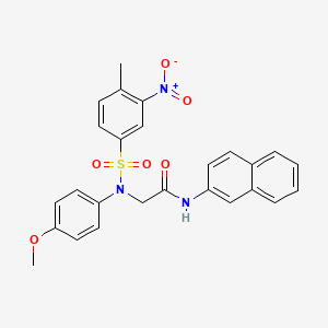molecular formula C26H23N3O6S B5212437 N~2~-(4-methoxyphenyl)-N~2~-[(4-methyl-3-nitrophenyl)sulfonyl]-N-naphthalen-2-ylglycinamide 