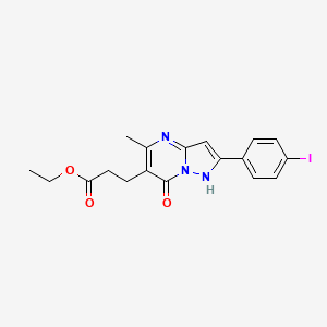 molecular formula C18H18IN3O3 B5212892 Ethyl 3-(2-(4-iodophenyl)-5-methyl-7-oxo-1,7-dihydropyrazolo[1,5-a]pyrimidin-6-yl)propanoate 