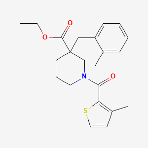 molecular formula C22H27NO3S B5212905 Ethyl 3-[(2-methylphenyl)methyl]-1-(3-methylthiophene-2-carbonyl)piperidine-3-carboxylate 