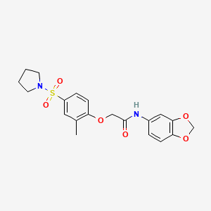 molecular formula C20H22N2O6S B5213026 N-(2H-1,3-BENZODIOXOL-5-YL)-2-[2-METHYL-4-(PYRROLIDINE-1-SULFONYL)PHENOXY]ACETAMIDE 