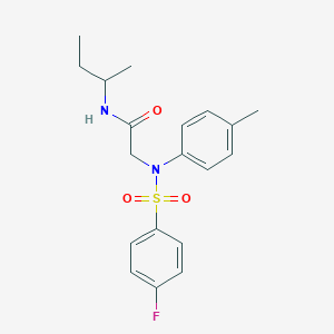 molecular formula C19H23FN2O3S B5213196 N-butan-2-yl-2-(N-(4-fluorophenyl)sulfonyl-4-methylanilino)acetamide 