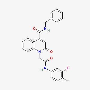 molecular formula C26H22FN3O3 B5213218 N-BENZYL-1-{[(3-FLUORO-4-METHYLPHENYL)CARBAMOYL]METHYL}-2-OXO-1,2-DIHYDROQUINOLINE-4-CARBOXAMIDE 