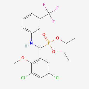 molecular formula C19H21Cl2F3NO4P B5213224 Diethyl [(3,5-dichloro-2-methoxyphenyl)({[3-(trifluoromethyl)phenyl]amino})methyl]phosphonate 