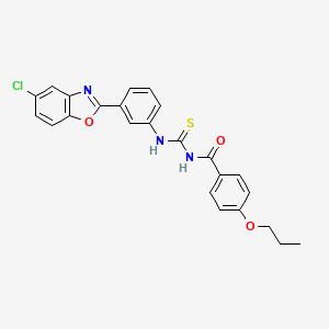 molecular formula C24H20ClN3O3S B5213397 N-{[3-(5-chloro-1,3-benzoxazol-2-yl)phenyl]carbamothioyl}-4-propoxybenzamide 