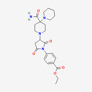 molecular formula C24H32N4O5 B5213477 Ethyl 4-(3-{4'-carbamoyl-[1,4'-bipiperidin]-1'-YL}-2,5-dioxopyrrolidin-1-YL)benzoate 
