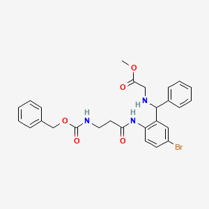 molecular formula C27H28BrN3O5 B5213617 METHYL 2-({[2-(3-{[(BENZYLOXY)CARBONYL]AMINO}PROPANAMIDO)-5-BROMOPHENYL](PHENYL)METHYL}AMINO)ACETATE 