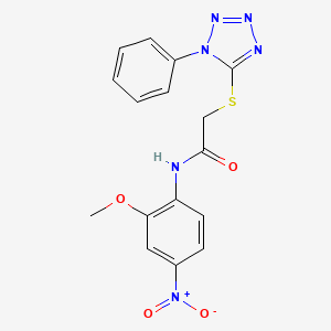 molecular formula C16H14N6O4S B5213900 N-(2-methoxy-4-nitrophenyl)-2-(1-phenyltetrazol-5-yl)sulfanylacetamide 
