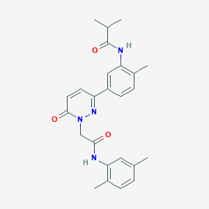 molecular formula C25H28N4O3 B5214036 N-[5-(1-{2-[(2,5-dimethylphenyl)amino]-2-oxoethyl}-6-oxo-1,6-dihydropyridazin-3-yl)-2-methylphenyl]-2-methylpropanamide 