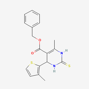 molecular formula C18H18N2O2S2 B5214379 Benzyl 4-methyl-6-(3-methylthiophen-2-yl)-2-sulfanyl-1,6-dihydropyrimidine-5-carboxylate 