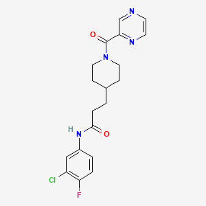molecular formula C19H20ClFN4O2 B5214543 N-(3-chloro-4-fluorophenyl)-3-[1-(pyrazine-2-carbonyl)piperidin-4-yl]propanamide 