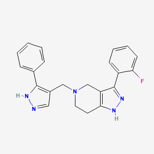 molecular formula C22H20FN5 B5214637 3-(2-fluorophenyl)-5-[(5-phenyl-1H-pyrazol-4-yl)methyl]-1,4,6,7-tetrahydropyrazolo[4,3-c]pyridine 