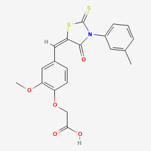 molecular formula C20H17NO5S2 B5214742 2-(2-METHOXY-4-{[(5E)-3-(3-METHYLPHENYL)-4-OXO-2-SULFANYLIDENE-1,3-THIAZOLIDIN-5-YLIDENE]METHYL}PHENOXY)ACETIC ACID 