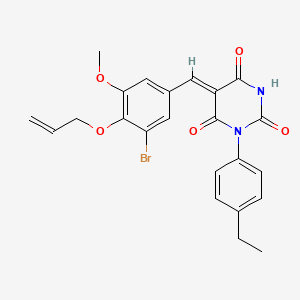 molecular formula C23H21BrN2O5 B5214904 (5Z)-5-[3-bromo-5-methoxy-4-(prop-2-en-1-yloxy)benzylidene]-1-(4-ethylphenyl)pyrimidine-2,4,6(1H,3H,5H)-trione 