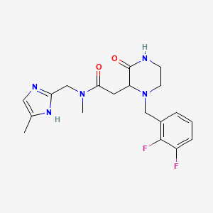 molecular formula C19H23F2N5O2 B5214935 2-[1-[(2,3-difluorophenyl)methyl]-3-oxopiperazin-2-yl]-N-methyl-N-[(5-methyl-1H-imidazol-2-yl)methyl]acetamide 