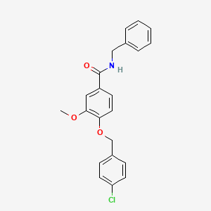 molecular formula C22H20ClNO3 B5215567 N-benzyl-4-[(4-chlorophenyl)methoxy]-3-methoxybenzamide 