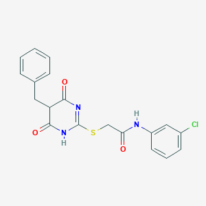 molecular formula C19H16ClN3O3S B5215718 2-[(5-benzyl-4,6-dioxo-1,4,5,6-tetrahydropyrimidin-2-yl)sulfanyl]-N-(3-chlorophenyl)acetamide 
