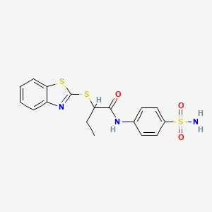 molecular formula C17H17N3O3S3 B5215933 2-(1,3-benzothiazol-2-ylsulfanyl)-N-(4-sulfamoylphenyl)butanamide 