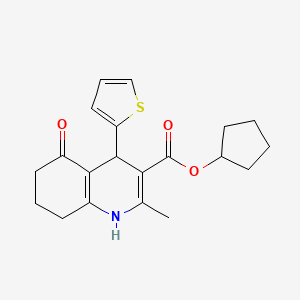 molecular formula C20H23NO3S B5216039 Cyclopentyl 2-methyl-5-oxo-4-(thiophen-2-yl)-1,4,5,6,7,8-hexahydroquinoline-3-carboxylate 
