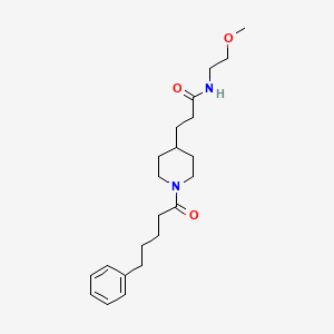 molecular formula C22H34N2O3 B5216130 N-(2-methoxyethyl)-3-[1-(5-phenylpentanoyl)piperidin-4-yl]propanamide 