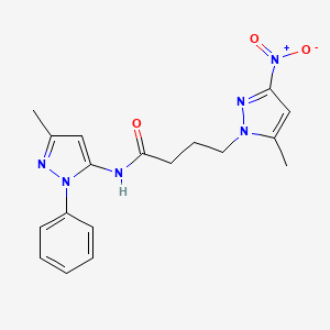 molecular formula C18H20N6O3 B5216329 N-(3-Methyl-1-phenyl-1H-pyrazol-5-YL)-4-(5-methyl-3-nitro-1H-pyrazol-1-YL)butanamide 