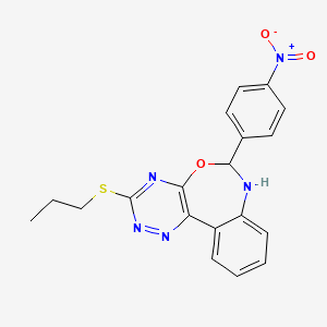 molecular formula C19H17N5O3S B5216345 6-(4-Nitrophenyl)-3-(propylsulfanyl)-6,7-dihydro[1,2,4]triazino[5,6-d][3,1]benzoxazepine 