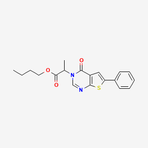 molecular formula C19H20N2O3S B5216467 Butyl 2-(4-oxo-6-phenylthieno[2,3-d]pyrimidin-3-yl)propanoate 