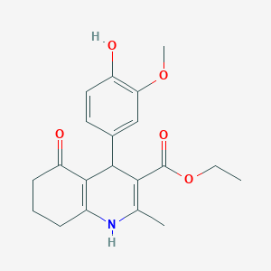 molecular formula C20H23NO5 B5216582 Ethyl 4-(4-hydroxy-3-methoxyphenyl)-2-methyl-5-oxo-1,4,5,6,7,8-hexahydroquinoline-3-carboxylate 
