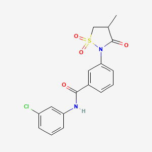 molecular formula C17H15ClN2O4S B5216659 N-(3-chlorophenyl)-3-(4-methyl-1,1,3-trioxo-1,2-thiazolidin-2-yl)benzamide 
