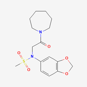 molecular formula C16H22N2O5S B5216671 N-[2-(azepan-1-yl)-2-oxoethyl]-N-(1,3-benzodioxol-5-yl)methanesulfonamide 