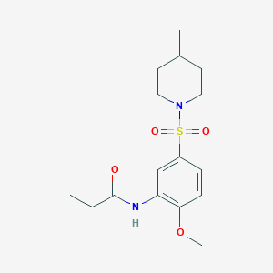 molecular formula C16H24N2O4S B5216825 N-[2-methoxy-5-(4-methylpiperidin-1-yl)sulfonylphenyl]propanamide 