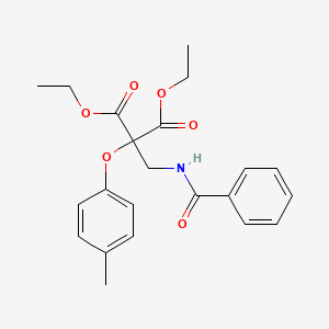 molecular formula C22H25NO6 B5216924 Diethyl 2-(benzamidomethyl)-2-(4-methylphenoxy)propanedioate 