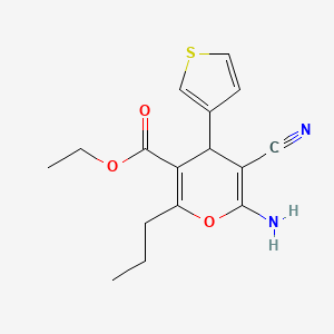 molecular formula C16H18N2O3S B5217246 ethyl 6-amino-5-cyano-2-propyl-4-thiophen-3-yl-4H-pyran-3-carboxylate 