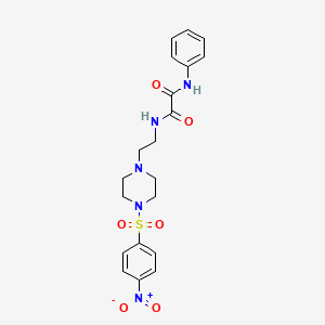 molecular formula C20H23N5O6S B5217309 N-[2-[4-(4-nitrophenyl)sulfonylpiperazin-1-yl]ethyl]-N'-phenyloxamide CAS No. 6063-80-5
